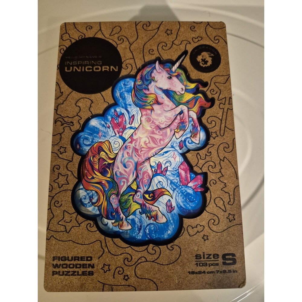 Unidragon Inspiring Unicorn Wooden Jigsaw Puzzle Small Size 7 x 9.5 Inch